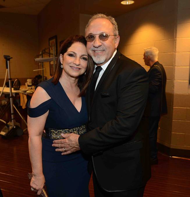 Gloria Estefan and Emilio Estefan backstage at the 2015 Keep Memory Alive “Power of Love” gala Saturday, June 13, 2015, at MGM Grand Garden Arena.