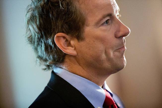 Republican presidential candidate, Sen. Rand Paul, R-Ky., waits to be introduced to speak during the Road to Majority 2015 convention in Washington, Thursday, June 18, 2015. 