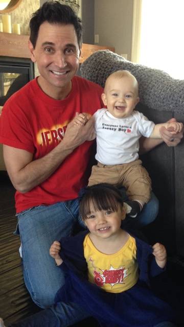 Travis Cloer of “Jersey Boys” at Paris Las Vegas with son Rowan and daughter Andi.
