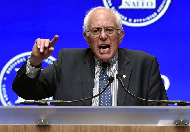 Democratic presidential candidate Sen. Bernie Sanders, I-Vt., speaks at the National Association of Latino Elected and Appointed Officials on Friday, June 19, 2015, at Aria.