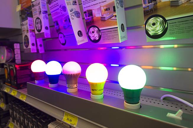 An assortment of LED lightbulbs are displayed in the Batteries Plus Bulbs store, 2546 E Craig Road, in North Las Vegas Monday, June 22, 2015.