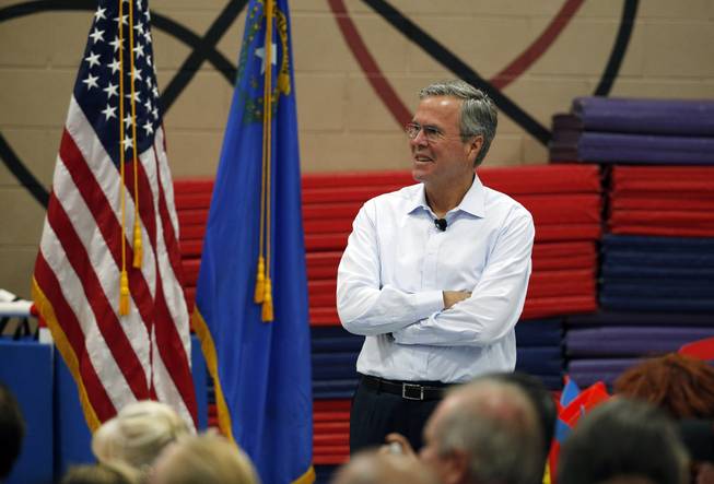Republican presidential candidate and former Florida Gov. Jeb Bush speaks at a campaign event Saturday in Henderson.