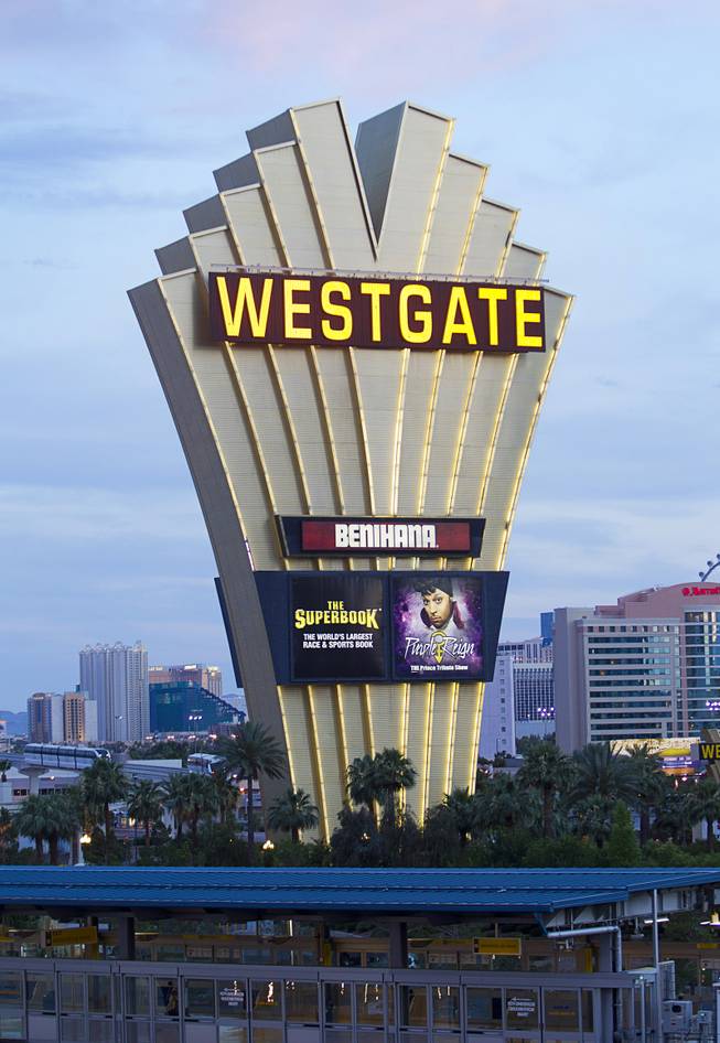 An exterior view of the Westgate marquee sign Sunday, June 28, 2015.