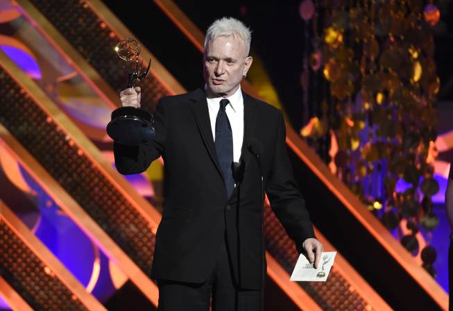 In this April 26, 2015, file photo, Anthony Geary accepts the award for outstanding lead actor in a drama series for “General Hospital,” at the 42nd annual Daytime Emmy Awards in Burbank, Calif. After 37 years, Geary finishes his role as Luke Spencer on ABC's "General Hospital" on Monday, July 27, 2015.