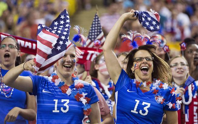 U.S. fans cheer on the team before the team's semifinal against Germany in the Women's World Cup soccer tournament, Tuesday, June 30, 2015, in Montreal, Canada.