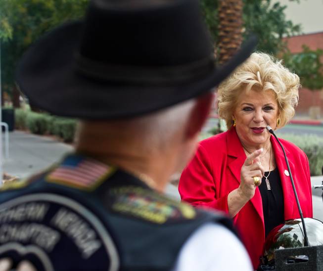 The 2015 Patriot Tour makes a stop at Las Vegas City Hall with over 50 motorcycles on Monday, July 20, 2015.