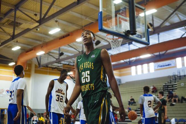 Charles O'Bannon Jr., of the Las Vegas Prospects, plays in the Bigfoot Hoops Las Vegas Classic at Desert Pines High School on Thursday, July 23, 2015.