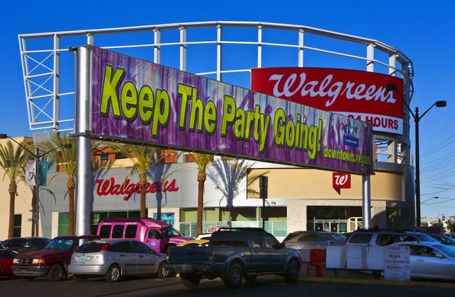New large sign that stretches over Las Vegas Blvd on the north side of the Sahara intersection which promotes downtown to the strip-goers and is sometimes used to promote special events that are not on the strip.
