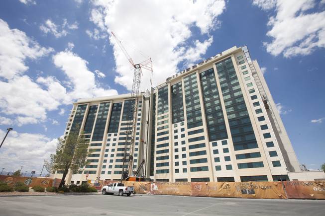 Construction continues on a time-share hotel tower at the Silverton in Las Vegas, Nev. on July 21, 2015.