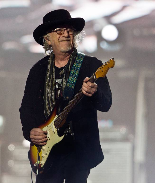 Aerosmith guitarist Brad Whitford performs with the band Saturday, Aug. 1, 2015, at MGM Grand Garden Arena.