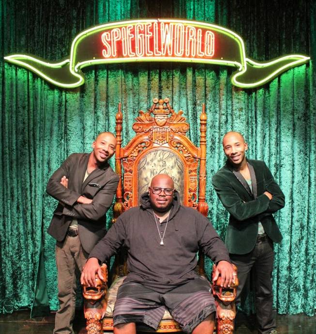 World Star Hip Hop CEO and founder Lee “Q” O’Denat, with tap-dancing twins Sean and John, attends “Absinthe” on Sunday, Aug. 2, 2015, at Caesars Palace.