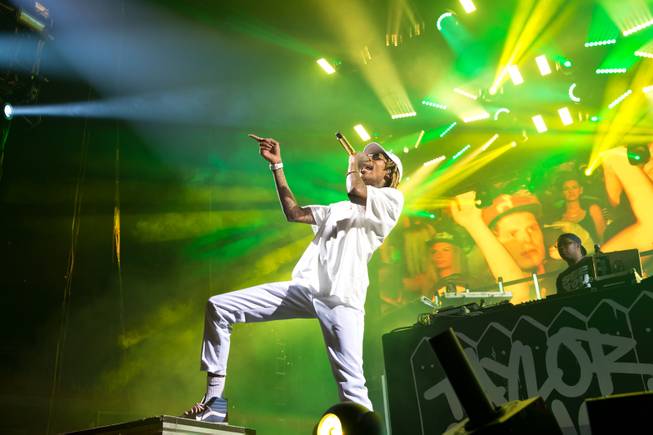 Wiz Khalifa performs at Mandalay Bay Events Center on Friday, Aug. 7, 2015, during his “Boys of Zummer Tour” with Fall Out Boy.