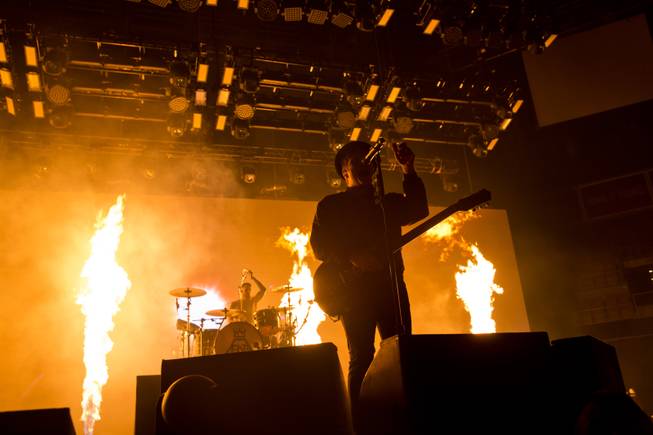 Fall Out Boy performs at Mandalay Bay Events Center on Friday, Aug. 7, 2015, during their “Boys of Zummer Tour” with Wiz Khalifa.
