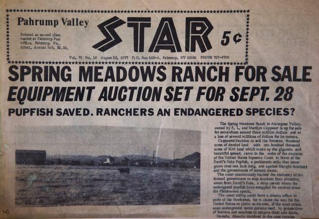 Pahrump Valley newspaper article from 1977 about the property which includes the current Patch of Heaven church camp on Tuesday, July 28, 2015.