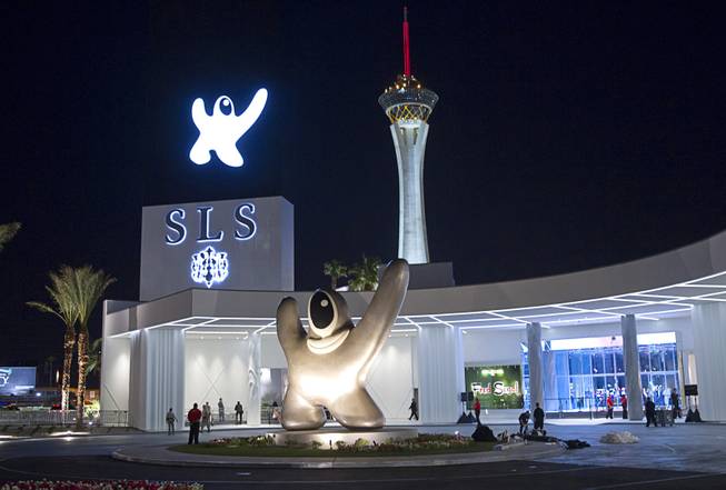 An exterior view of SLS Las Vegas.