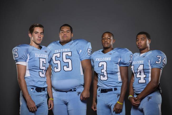 Foothill High football players Devon Mueller, Saleutogi Lualemaga, Devin Smith, and Justice Jackson before the 2015 Season.