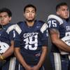 Spring Valley football players Cesar Colin, Antony Vazquez, and Taevian Jacobs before the 2015 Season.