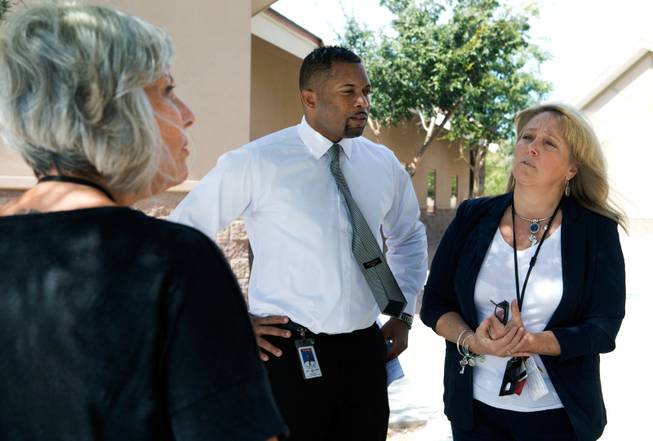 Jo Malay, hospital administrator, Dr. Aaron Bomer, social services director, and Joyce Davis, director of nursing, gather for a conversation about the Rawson Neal Psychiatric Hospital on the Southern Nevada Adult Mental Health Services campus on Wednesday, August 12, 2015.