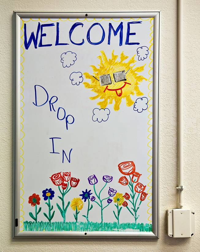 Pleasing sign within The Drop In Center on the Southern Nevada Adult Mental Health Services campus which offers a safe, comfortable, and supportive environment for individuals on Wednesday, August 12, 2015.