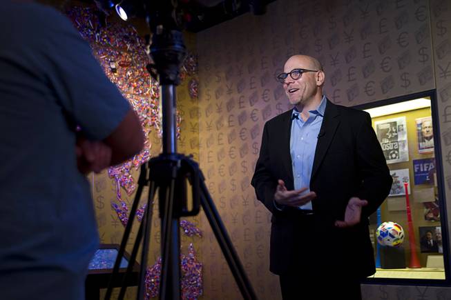 Jonathan Ullman, executive director, responds to a question during an interview as the Mob Museum, the National Museum of Organized Crime and Law Enforcement, unveils "The Beautiful Game Turns Ugly," a new exhibit on the FIFA scandal at the museum in downtown Las Vegas Tuesday, Sept. 1, 2015.