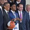 President Barack Obama honored the Duke basketball team for winning its fifth NCAA basketball championship at the White House.