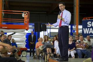 Republican presidential candidate Wisconsin Gov. Scott Walker speaks during a town hall meeting at the Xtreme Manufacturing warehouse Monday, Sept. 14, 2015. Walker proposed restrictions on federal labor unions and the elimination of the National Labor Relations Board.