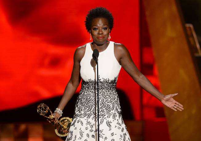 Viola Davis accepts the award for outstanding lead actress in a drama series for “How To Get Away With Murder” at the 67th Primetime Emmy Awards on Sunday, Sept. 20, 2015, at Microsoft Theater in Los Angeles.