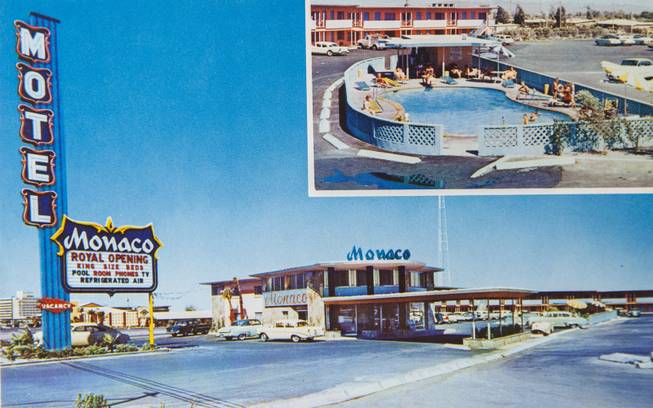A Monaco Motel postcard from Bob Stoldal's collection on September 19, 2015.