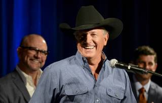 George Strait announces an exclusive engagement in Las Vegas in 2016 at a news conference Tuesday, Sept. 22, 2015, at MGM Grand. Strait will be among the first entertainers to perform at the Las Vegas Arena scheduled to open in April.