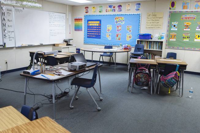 John O'Brien's classroom is shown at Ruby Thomas Elementary School in Las Vegas,  Sept. 18, 2015.