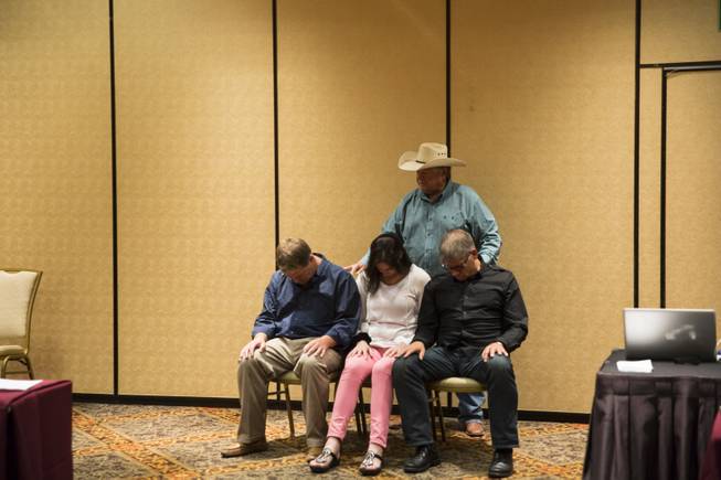 Don Warren, the Cowboy Hypnotist, conducts a hypnosis session during a stage hypnosis training seminar at The Orleans, Tuesday Aug. 25, 2015.