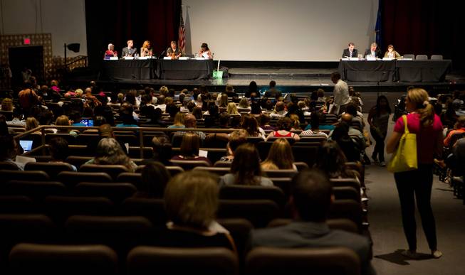 Parents, students and community members debate sex ed with the CCSD Board of Trustees at the Las Vegas Academy on Tuesday, September 29, 2015.