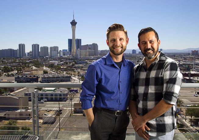 Danny Pintauro, left, poses with husband Wil Tabares during an interview at the Newport Lofts Monday, Oct. 12, 2015. Pintauro, best known for his work in the 1980's television sitcom "Who's the Boss?," recently came out as HIV positive on an episode of Oprah.