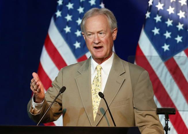  In this Aug. 28, 2015 file photo, Democratic presidential candidate former Rhode Island Gov. Lincoln Chafee speaks in Minneapolis.