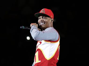 Rapper T.I. performs Nov. 1, 2014, before the start of an NBA game between the Indiana Pacers and Atlanta Hawks in Atlanta. T.I. has changed his stage name to his childhood name of Tip, and with his new EP “Da’ Nic,” he’s gone independent, breaking away from a label for the first time.