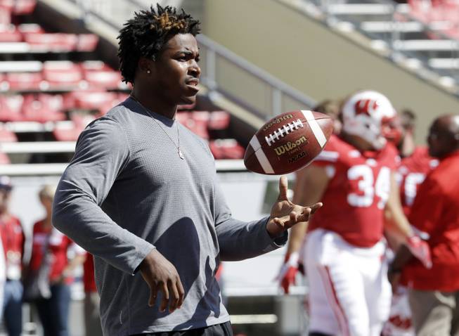 Wisconsin's Corey Clement before an NCAA college football game against TroySaturday, Sept. 19, 2015, in Madison, Wis.