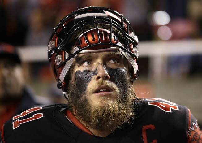 Utah linebacker Jared Norris looks up from the sideline during the second half of his team's NCAA college football game against Arizona State on Saturday, Oct. 17, 2015, in Salt Lake City. Utah won 34-18.