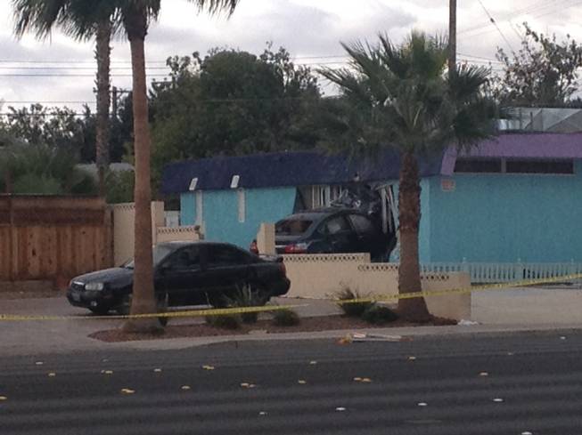 What may have been a medical episode resulted in a car crashing into a building Tuesday, Nov. 10, 2015, in the 1600 block of Desert Inn.