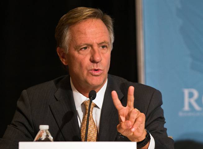 RGA Chair Gov. Bill Haslam of Tennessee speaks during a press briefing at the Encore Convention Center on Wednesday , November 18, 2015.