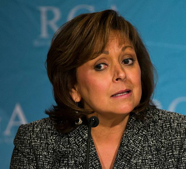 RGA Vice Chair Gov. Susana Martinez of New Mexico speaks during a press briefing at the Encore Convention Center on Wednesday , November 18, 2015.