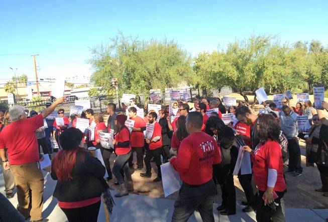 A Culinary Union rally is shown at Lions Memorial Park near Cashman Field, Thursday, Nov. 19, 2015. The gathering was latest union effort to protest Station Casinos. 