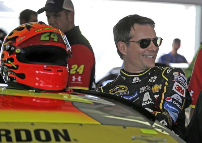 Jeff Gordon prepares to get in his car before NASCAR Sprint Cup Series auto racing practice Friday, Nov. 20, 2015, at Homestead-Miami Speedway in Homestead, Fla.