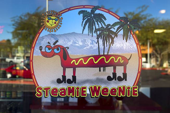 The Steamie Weenie logo appears on the door of the Steamie Weenie hot dog shop, 1500 N Green Valley Parkway, in the Pebble Marketplace in Henderson Sunday, Nov. 22, 2015.
