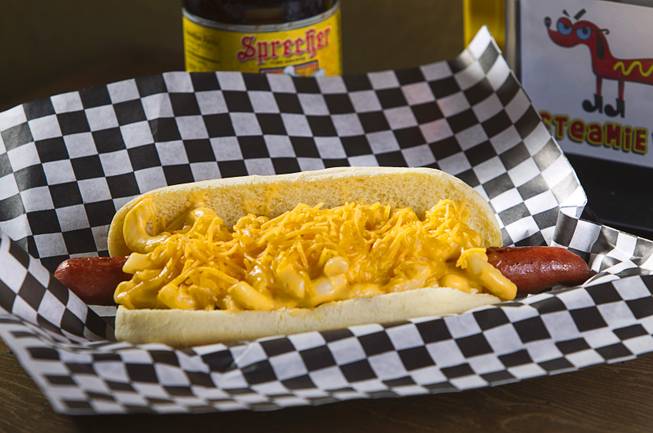 The Mac & Cheese & Cheese dog at the Steamie Weenie, 1500 N Green Valley Parkway, in the Pebble Marketplace in Henderson Sunday, Nov. 22, 2015.