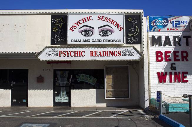 A view of Psychic Sessions shop on Las Vegas Boulevard South Monday, Nov. 23, 2015. The business appears to be vacant.