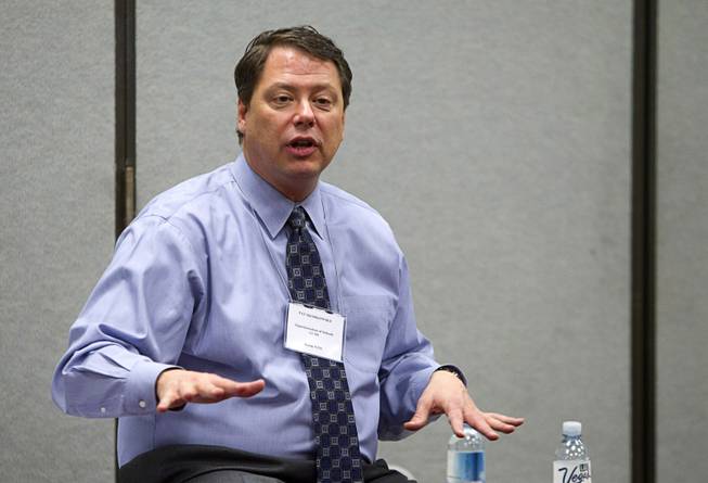 Clark County School District Superintendent Pat Skorkowski moderates a discussion during the 2015 Las Vegas Sun Youth Forum at the Las Vegas Convention Center Tuesday, Nov. 24, 2015.