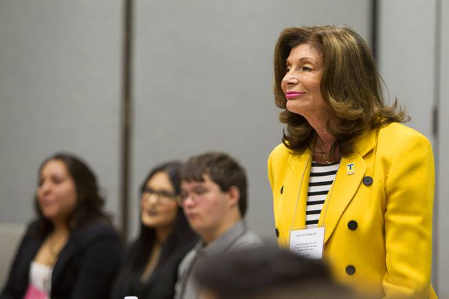 Former Congresswoman Shelley Berkley moderates a discussion on foreign policy during the 2015 Las Vegas Sun Youth Forum at the Las Vegas Convention Center Tuesday, Nov. 24, 2015. Berkley participated in the forum when she was in high school. Currently she is CEO and senior provost of the Touro College and University System in Nevada and California.