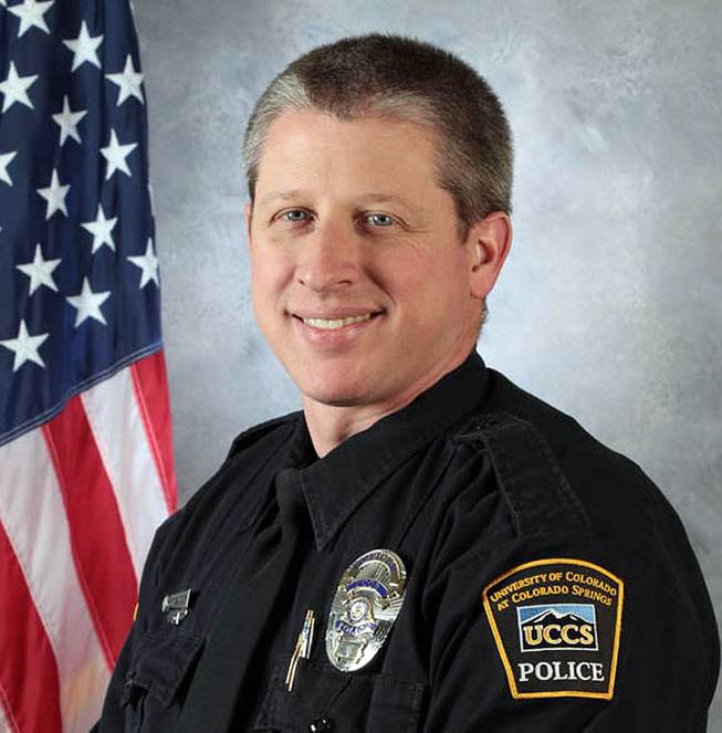 Officer Garrett Swasey was killed in a shooting at a Planned Parenthood clinic Friday, Nov. 27, 2015, in Colorado Springs, Colo. 