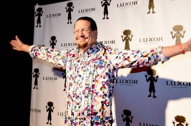 Penn Jillette attends the 10th anniversary celebration for Carrot Top on Sunday, Dec. 6, 2015, at Luxor.