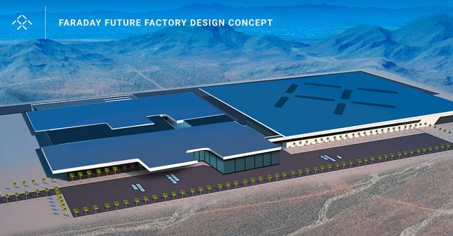 Rendering of planned Faraday Future auto plant in North Las Vegas.